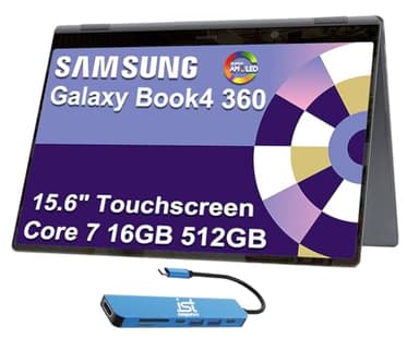 Samsung Galaxy Book4 360 2 in 1 Touchscreen Laptop (Intel Core i7 150U (> i7-1355U), 16GB DDR5, 512GB SSD) 15.6" FHD AMOLED, AI PC for Designer, Creator, Fingerprint, IST Hub, Win 11 Home, NP750QGK