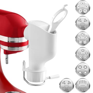 KITOART Pasta Press Attachment for Kitchenaid Stand Mixers - Pasta Press Attachment for Kitchen aid with 7 Interchangeable Pasta Plates, Pasta Extruder Accessories