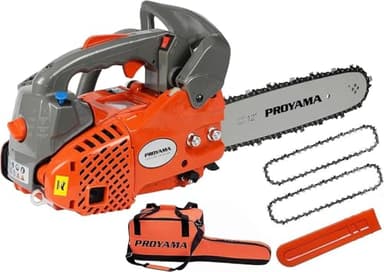 PROYAMA 26CC 2-Cycle Top Handle Gas Powered Small Chainsaw 12 Inch Petrol Handheld Cordless Chain Saw for Tree Wood Cutting with 2 chains(12inch)