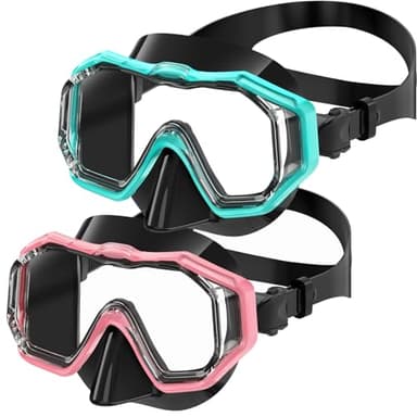 Bairuifu Kids Swim Goggles for Kids 4-16, Anti-Shattered Lens/Anti-Fog / 180 Panoramic View/Nose Cover Swimming Goggles