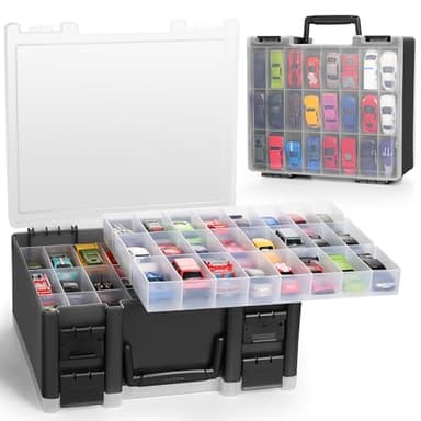 Blummy Sturdy Toy Storage Carrying Case for 1:64 Scale Small Toy Cars - 96 Slot Toy Car Storage Box Compatible with HotWheels Cars & Matchbox Cars.(CASE ONLY)