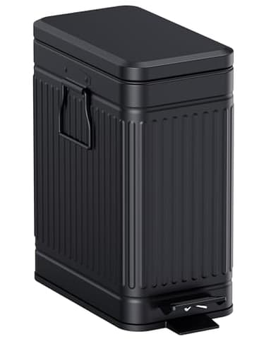 GibHerz Small Trash Can with Lid Soft Close-10L/2.6 Gal Stainless Steel Outdoor Dog Poop Garbage Can-Metal Waste Bins with Pedal for Bathroom Bedroom Office-Black
