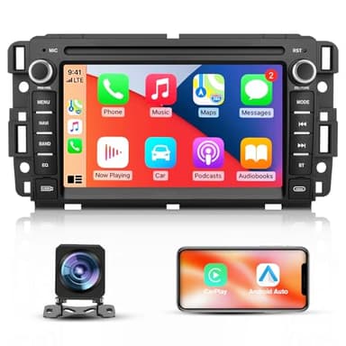 Junsun 4Core 64GB ROM Car Radio Stereo for Chevy Silverado Tahoe GMC Sierra Yukon 2007-2013, Android 13 with CarPlay Android Auto Bluetooth GPS Navigation Backup Camera 7 Inch Touch Screen Head Unit