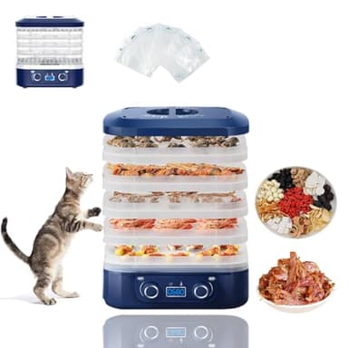 Automatic Food Freeze Dryer Machine, Home Food Dehydrator with Digital Timer & Temperature Control, 5 Trays Electric Fruit Drying Machine for Dried Candy, Meat, Vegetables, Snacks(Blue)