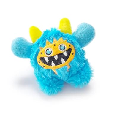 FCCUM Plush Squeaky Dog Toy Ball, Chew Guard, Soft and Comfortable, Training and Companionship, Little Monster Puppy Toys Suitable for All Breeds, (Blue, Small)