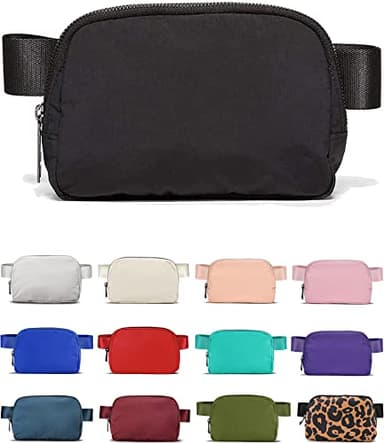 YOSHUYUKI Fanny Pack Crossbody Bag Trendy Waterproof Small Sling Cross Body Purse for Women Men Fashion Waist Packs Mini Belt Pouch Chest Bum Hip Bag Lulu Dupes for Travel Vacation Running Black