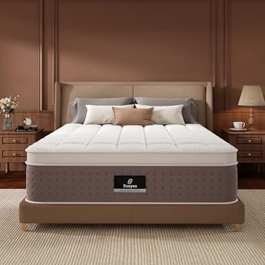 SUAYEA Twin XL Mattress, 12 Inch Hybrid XL Twin Mattress in a Box, Cooling Gel Memory Foam Mattresses with Individual Pocket Springs, Pressure Relief, Medium Firm Feel, Motion Isolation, CertiPUR-US