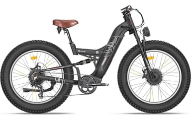 FREESKY Dual Motor Peak 4000w Electric Bicycle Full Suspension Mountain Ebike Long Range 1440wh Removable Battery Electric Bike 2025 Warrior PRO Black