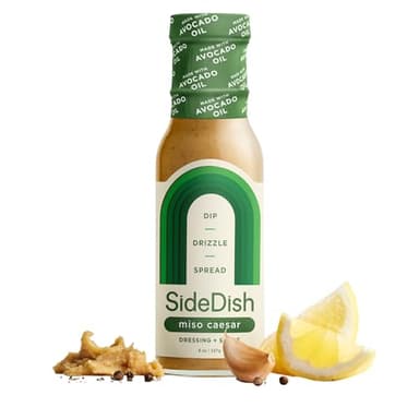 SideDish Miso Caesar Dressing – Seed Oil Free Salad Dressing Made w/Avocado Oil – Refined Sugar Free, Dairy & Gluten Free Dip & Marinade – Paleo Honey Mustard Dressing for Dips, Sauces - 8 fl oz