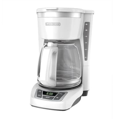 BLACK+DECKER CM1160W-1 CM1160W 12-Cup Programmable Coffeemaker, White/Stainless Steel