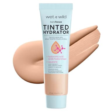 wet n wild Bare Focus Tinted Hydrator Tinted Skin Veil, Lightweight Buildable Coverage with Hyaluronic Acid & Vegan Squalane, Semi-Matte Finish, Cruelty-Free - Light