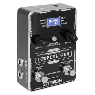 STRICH Stereo Looper Pedal Guitar Pedal with Built-in Drum Machine, 100 Diverse Drum Patterns, 160 Minutes Recording Time, USB for Audio Upload or Download, Support Footswitch Control