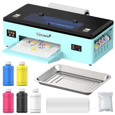 Fesoiu A3+ DTF Transfer Printer 100% Transfer Rate for DIY Print T-Shirts, Leather, Other Textile (A3 Printer + Software + 5x250ml Ink + Roll of Film)