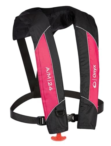 Onyx A/M-24 Automatic/Manual Inflatable Life Jacket, U.S. Coast Guard Approved, Low Profile, Compact Design, Manual Convertible Inflation Option