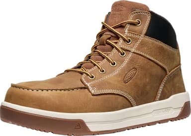 KEEN Utility Men's Gibson Mid Height Composite Toe Athletic Traction Durable Leather Work Boots, Belgian/Gum, 10 D