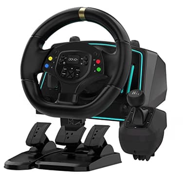 NBCP Racing Wheel with 6-Speed Shifter & Pedals –1080° Gaming Steering Wheel for PS4, Xbox & PC, Vibration Feedback, Clamp Mount, Plug & Play