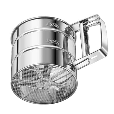 Zuvxrel Upgraded 3-Cup Flour Sifter for Baking, 3-in-1 One-Hand Press Flower Sifter, Stainless Steel Baking Sifter Flour with Double-Layer Fine Mesh, Super Smooth Flour Sieve Baker for Quick Sifting