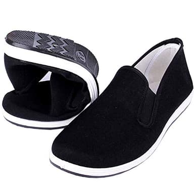 Kung Fu Tai Chi Martial Arts Shoes Rubber Sole Unisex Canvas Anti-Slip Fashion Qigong Trainerss Black Size 9 (260cm)