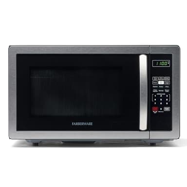 Farberware 1.1 Cu. Ft. Countertop Microwave Oven – 1000 Watts Power, Auto Cook Settings, Defrost, Easy Clean and Child Safety Lock - Stainless