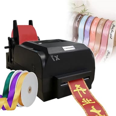 ddingsmafosee Digital Satin Ribbon Printing Machine, DIY Ribbon Printer, Supports 50+ Languages, Print Simple Plain Text, Patterns, Logos, Single Row