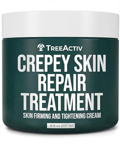 TreeActiv Crepey Skin Repair Cream, 8 oz Firming Body & Neck Cream with Hyaluronic Acid, Glycolic Acid & Shea Butter, Helps Crepey Skin Look Smoother, 500+ Uses