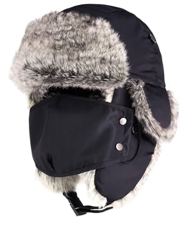 CHOK.LIDS Waterproof Winter Trappers Unisex Premium Strength Ushanka Ear Flap Chin Strap Cold Weather Outdoor (Black)