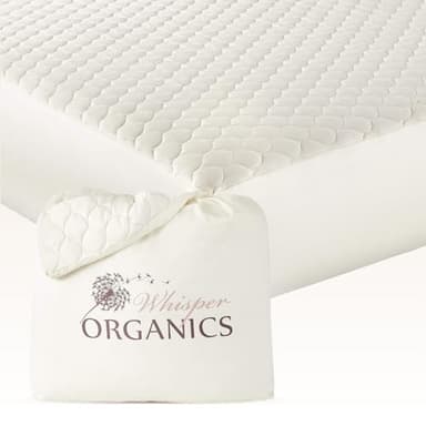 100% Cotton Organic Mattress Pad - Breathable & Cooling Mattress Protector Queen Size - Premium 300GSM Quilted and Machine Washable - Fairtrade & GOTS Certified Bed Protector (Ivory, Queen)