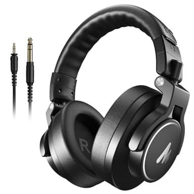 MAONO Studio Monitor Mixing DJ Headphones, 50mm Driver Professional Over Ear Wired Headset with 3.5mm to 6.35mm Jack for Guitar AMP, Piano, Music Production, Keyboard, Recording, Podcast, MH700 Black