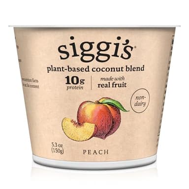 siggi's® Plant-Based Coconut Blend, Peach, 5.3 oz. Cup – Single Serving Dairy Free Snack, More Protein Than Sugar