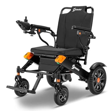 Aotedor Electric Wheelchairs for Adults,Equipped with 2 Packs Safe Side Slide-in Batteries 20 Miles Travel Range All Terrain Motorized Wheelchair for Seniors Airline Approved (Black-Orange)