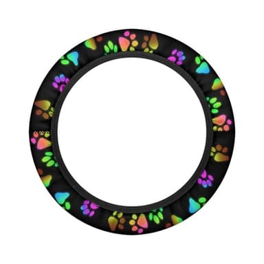 Knextrepoy Dog Paw Print Golf Cart Steering Wheel Cover Universal Fit 13-14 Inch Polyester