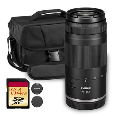 Canon RF 75-300mm f/4-5.6 Lens | Compact Telephoto Zoom with Versatile Focal Range & Smooth Autofocus | Great for Sports, Wildlife, Travel & Everyday Photography (7155C002) + Shoulder Bag + 64GB Card