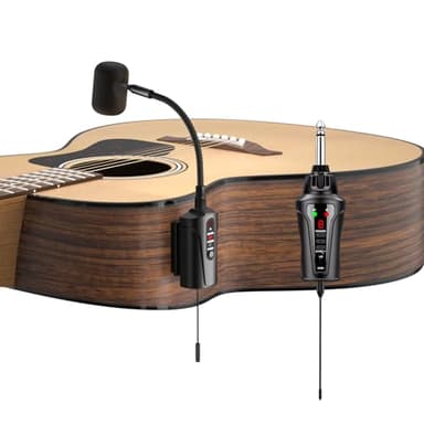 ACEMIC Acoustic Guitar Wireless Microphone, Portable UHF Wireless Clip-on Music Instrument Microphone with Transmitter and 6.35mm Receiver, for Musicians, Teachers, Stage Performances, Band AT-5