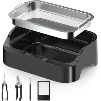 Trim Tray with Replaceable 150 Micron Mesh Screen – Includes 2 Precision Scissors, Static Brush & Magnifying Glass – Sifting Tray for Fine Particle Sorting & Small Items