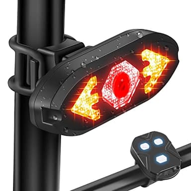 Bike Taillight USB Rechargeable Bicycle Turn Signals with Remote Control Rear Light Waterproof Safety Warning Back Lights Alarm for Night Riding Mountain Bike Accessories