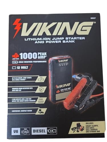 1000 Peak amp Lithium-ion Jump Starter and Power Bank Compatible with Viking
