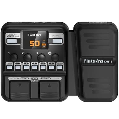Flatsons KMF-1 Guitar Pedal, 77 Effects Guitar Multi Effects Pedal with 50 Preset, 42 Drum Rhythm, 18 Amp/Cab, Upgraded Color Screen, Aux In, Guitar Tuner Looper Expression Wah Volume Distortion Pedal