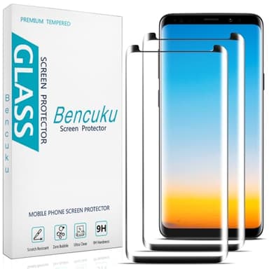 Bencuku (2 Pack) Screen Protector for Samsung Galaxy S9 Tempered Glass, 3D Curved Full Screen Coverage, Anti Scratch, Bubble Free