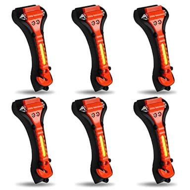 MorTime 6 Pack Car Safety Hammer Window Breaker, Car Emergency Escape Tool, Window Hammer Seat Belt Cutter