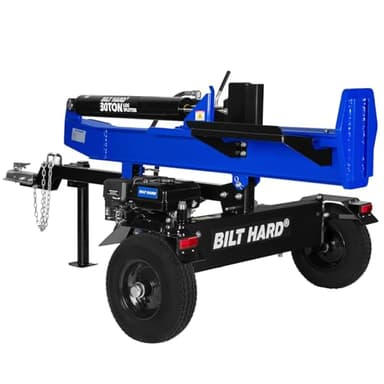 BILT HARD Full Beam 30-Ton Horizontal/Vertical Gas Powered Hydraulic Log Splitter with 223cc OHV Engine, 2" Ball Coupler, 16" DOT Tires, 2 Stage Gear Pump, Firewood Splitting Machine with Auto Return