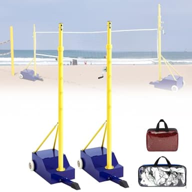 Otoolling Volleyball Poles for Backyard with Net, Indoor Outdoor Heavy Duty Adjustable 4 Heights of 5-6.8 Foot with Wheels for Adults Stadium Garden