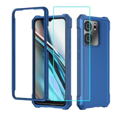 Lozeguyc for BLU View 5 B160V Case with Screen Protector,Full Body Protection Front PC Back Soft Silicone Bumper,Heavy Duty Protection Shockproof Phone Case for BLU F5 5G Blue