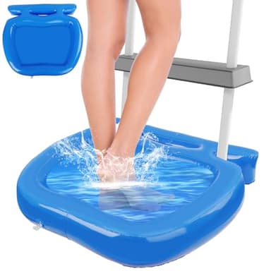 Pool Foot Bath, Inflatable Pool Foot Wash Tray for Pool Entry Ladder, Portable Foot Bath Basin for In Ground and Above Ground Swimming Pools