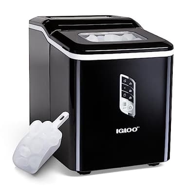Igloo Automatic Ice Maker, Self- Cleaning, Countertop Size, 26 Pounds in 24 Hours, 9 Large or Small Ice Cubes in 7 Minutes, LED Control Panel, Scoop Included, Perfect for Water Bottles, Mixed Drinks