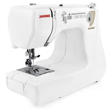Janome Jem Gold 660 Compact Lightweight Sewing Machine with 8 Stitches, Built-In Needle Threader, and One-Hand Thread Cutter (White)