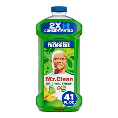 Mr. Clean All Purpose Cleaner, Floor Cleaner for Mopping Home, Bathroom, & Kitchen, Cleaning Liquid for Mop & Bucket, Cleaning Supplies, Multi-Surface Dilutable, Gain, 41oz