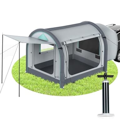 Inflatable SUV Tent for Camping, Large Quick Setup Blow Up Glamping Tents, 6-Person Tent with Detachable Car Attachment, Van Tents with Storage Bag &Projection Screen, Waterproof SUV Awning for Travel