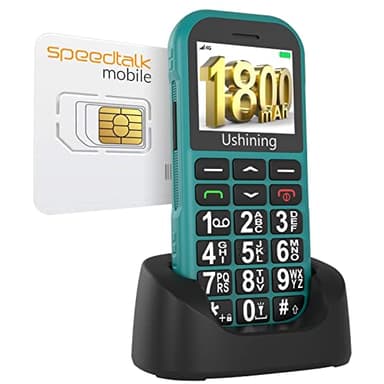USHINING 4G LTE Unlocked Senior Cell Phone with Speed Talk SIM Card 1800mAh Seniors Feature Phone Type-C Charger Basic Phone for Elderly Unlocked Feature Cell Phone with Charging Dock(Green)