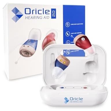 Oracle Standard 2.0 Hearing Aids for Seniors - Oricle Hearing Aids for Adults with Advanced Noise Cancellation - Easy Volume Control with Portable Charging Case