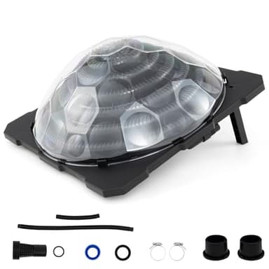 Goplus Solar Pool Heater Above Ground, Inground Swimming Pool Dorm Heater with Rotatable Hose Connectors and Foldable Legs, Solar Powered Water Heating